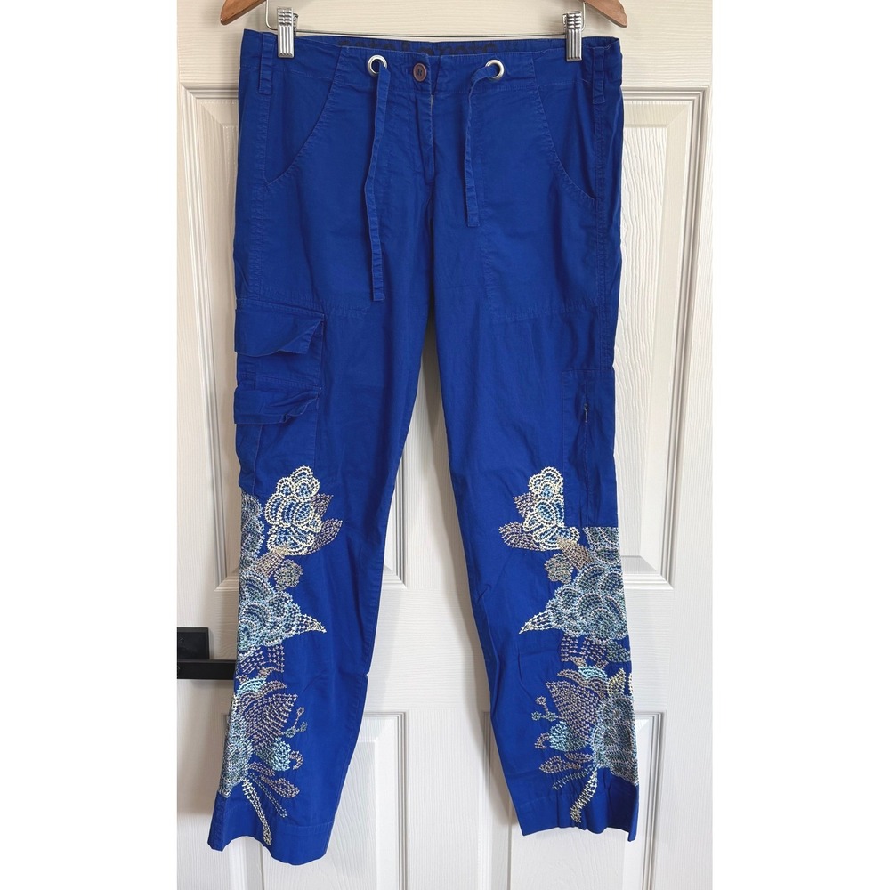 Pete & Greta By Johnny Was Embroidered Cargo‎ Pants Boho Y2K Festival Artsy Sz 2